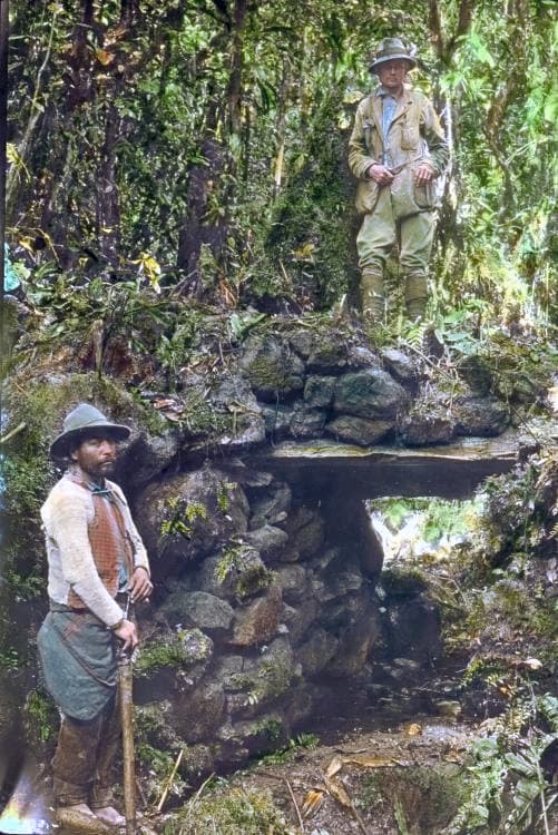 Bingham poses among the ruins of Espiritu Pampa—the actual site of Vilcabamba, the last Inca capital, which he explored during his 1911 expedition. (Public Domain)
