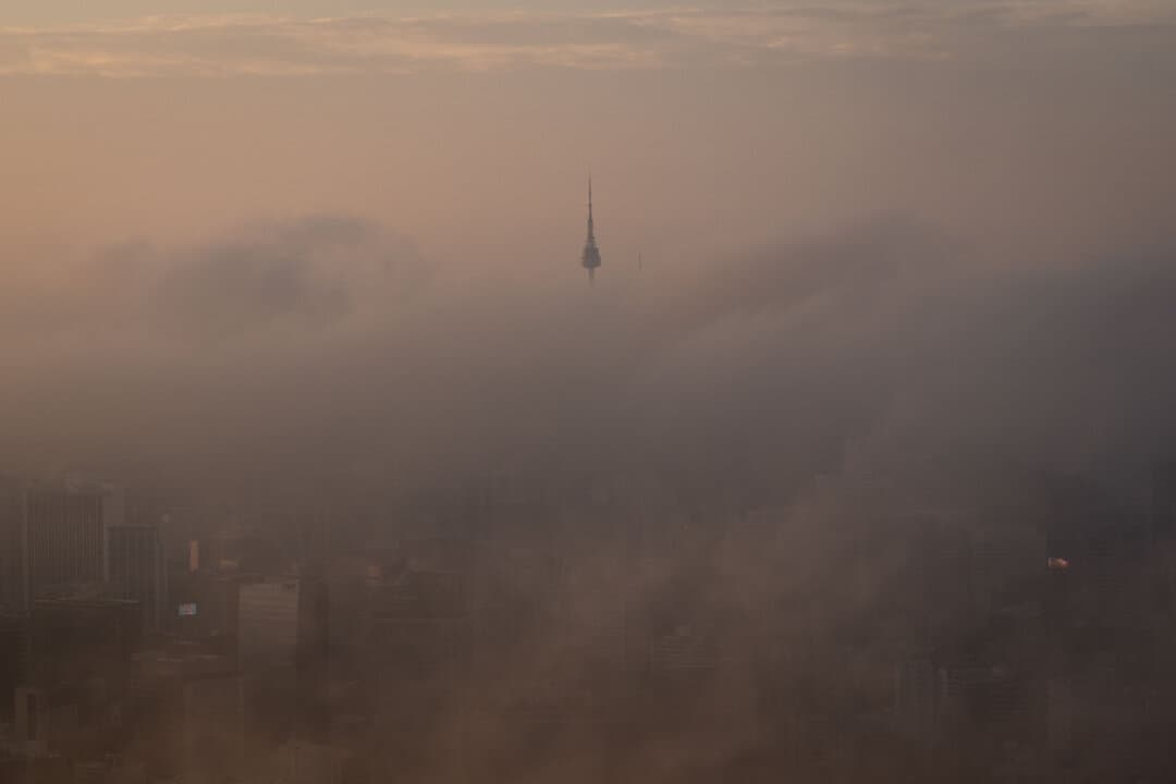 The top of Namsan Seoul Tower is seen behind morning fog, in Seoul, South Korea, on Sept. 3, 2026. (Lillian Suwanrumpha/AFP via Getty Images)