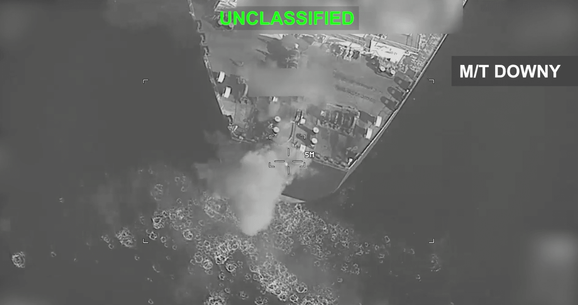 U.S. forces permanently disabled the M/T Downy, an IRGC crude oil carrier off the coast of Kharg Island, Iran, on Sept. 5, 2026. (U.S. Central Command / X )