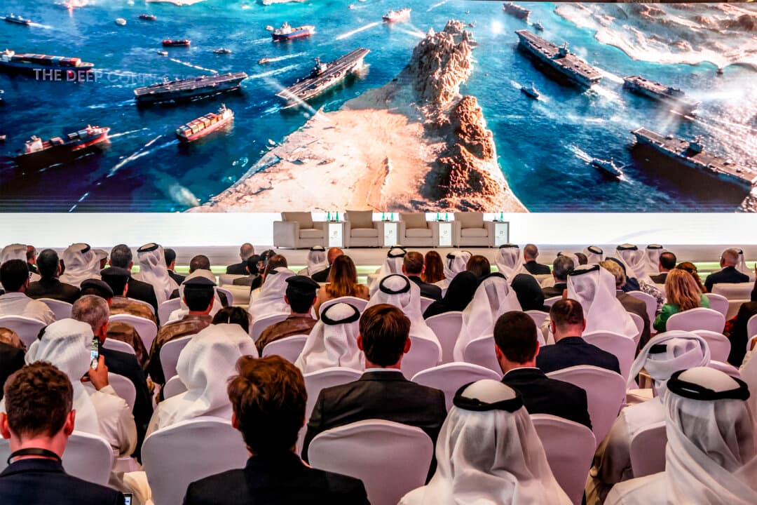Participants attend a presentation on the Hormuz Strait during the Hili Forum 2026 in Abu Dhabi, United Arab Emirates, on Sept. 7, 2026. (Fadel Senna/AFP via Getty Images)