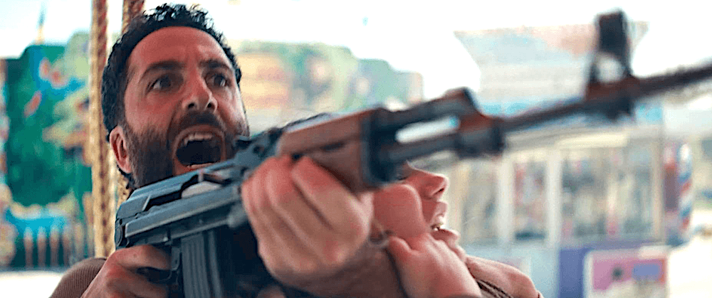 University janitor Ibrahim Asad Melod (Stephen Hailo) finally gets to use the cleansing product most dear to him, in "Run Hide Fight: Infidels." (Bonfire Legend/The Daily Wire)
