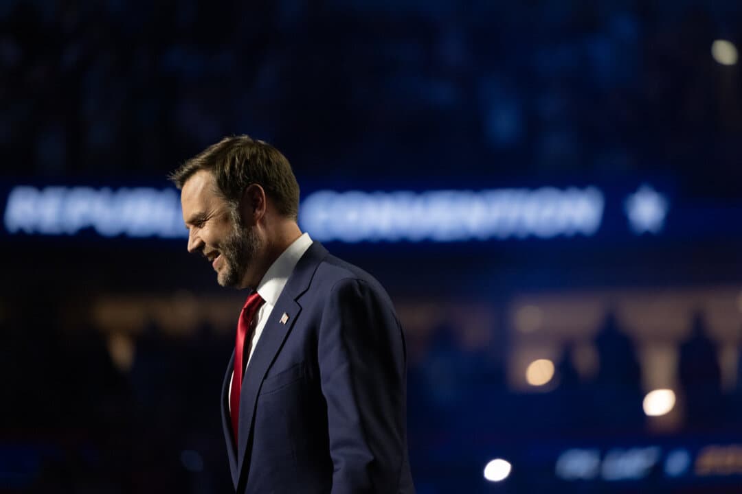 Vice President JD Vance arrives on the second day of the 2026 Republican National Committee Midterm Convention in Dallas on Sept. 10, 2026. (John Fredricks/The Epoch Times)