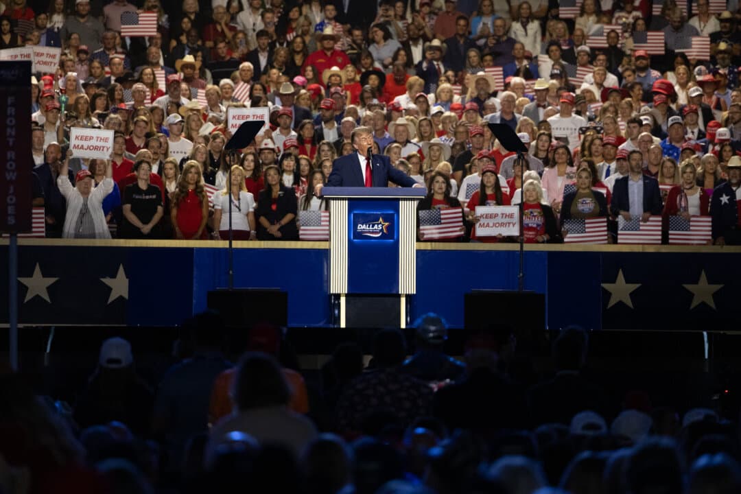 President Donald Trump speaks during the second day of the 2026 Republican National Committee Midterm Convention in Dallas on Sept. 10, 2026. (John Fredricks/The Epoch Times)