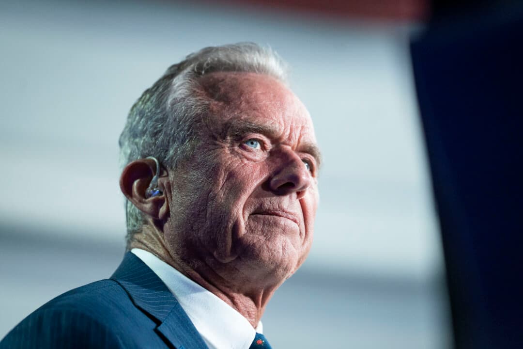 Health Secretary Robert Kennedy Jr. speaks during a TV interview at the 2026 Republican National Committee Midterm Convention in Dallas on Sept. 10, 2026. (Madalina Kilroy/The Epoch Times)