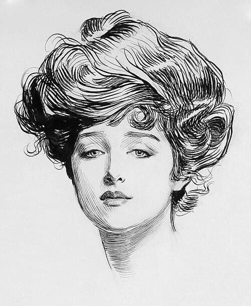 The archetypical Gibson girl was drawn by Charles Dana Gibson in 1891. (Public Domain)