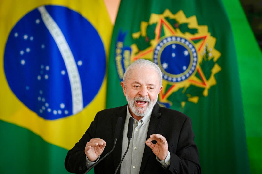Brazilian President Luiz Inácio Lula da Silva delivers a speech at Planalto Palace in the nation's capital of Brasília on June 30, 2025. (Evaristo Sa/AFP via Getty Images)