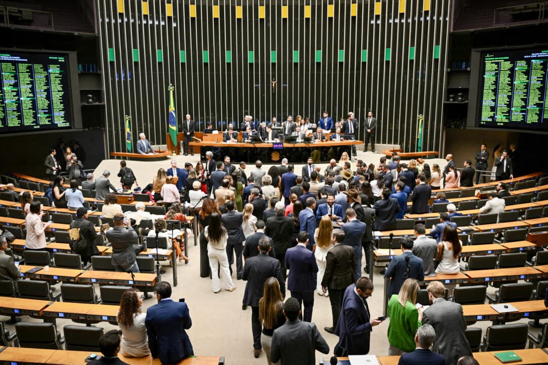 General view at the start of a National Congress session to review Brazilian President Luiz Inácio Lula da Silva's veto of the country's sentencing reform law, in Brasília, Brazil, on April 30, 2026. The lawmakers voted to override da Silva's veto and reduce the sentence of former President Jair Bolsonaro, convicted of attempting a coup d'état. (Evaristo Sa/AFP via Getty Images)