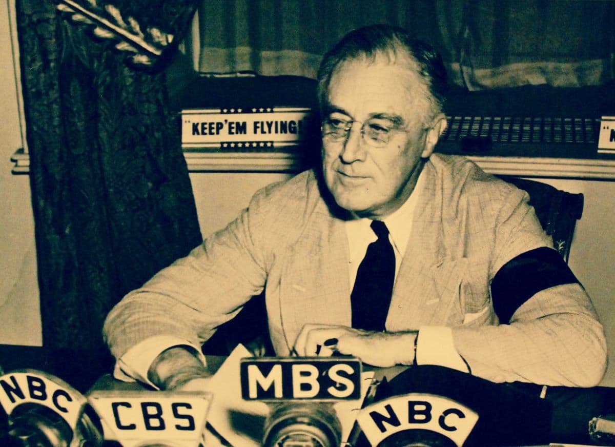 President Franklin D. Roosevelt at a Fireside Chat in 1941. National Museum of the U.S. Navy. (Public Domain)