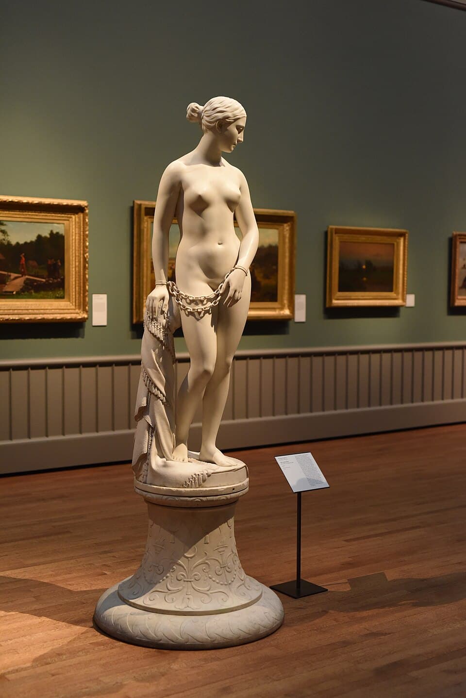 "The Greek Slave" by Hiram Powers is on display at Yale. (Public Domain)