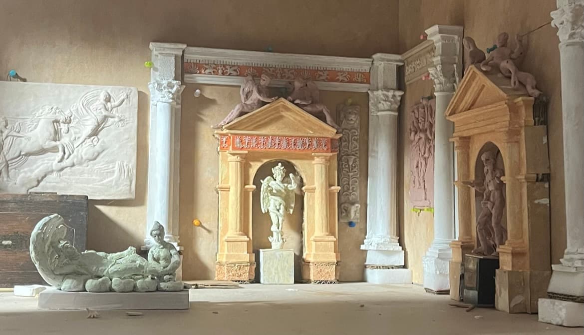 A clay diorama of Andrew Bonneau's oil painting, "Time is the moving image of eternity," which depicts different divine beings. (Courtesy of Andrew Bonneau)