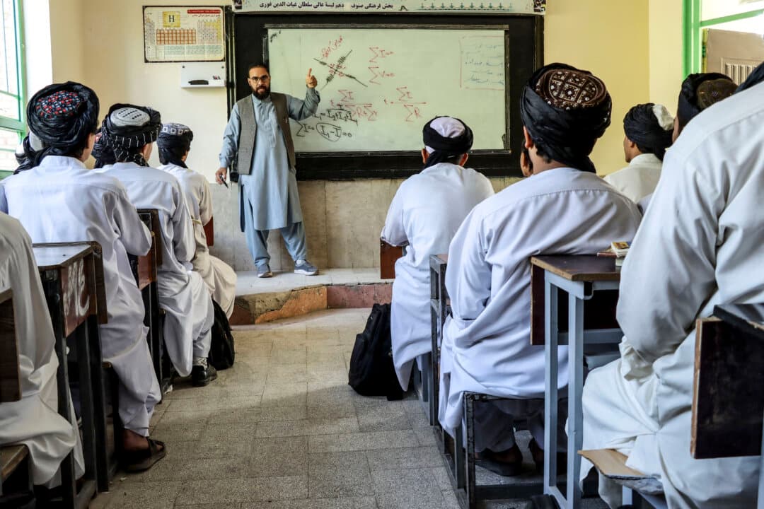 Afghan high school students attend a class in Afghanistan's Herat province, on Oct. 6, 2026. (Mohsen Karimi/AFP via Getty Images)