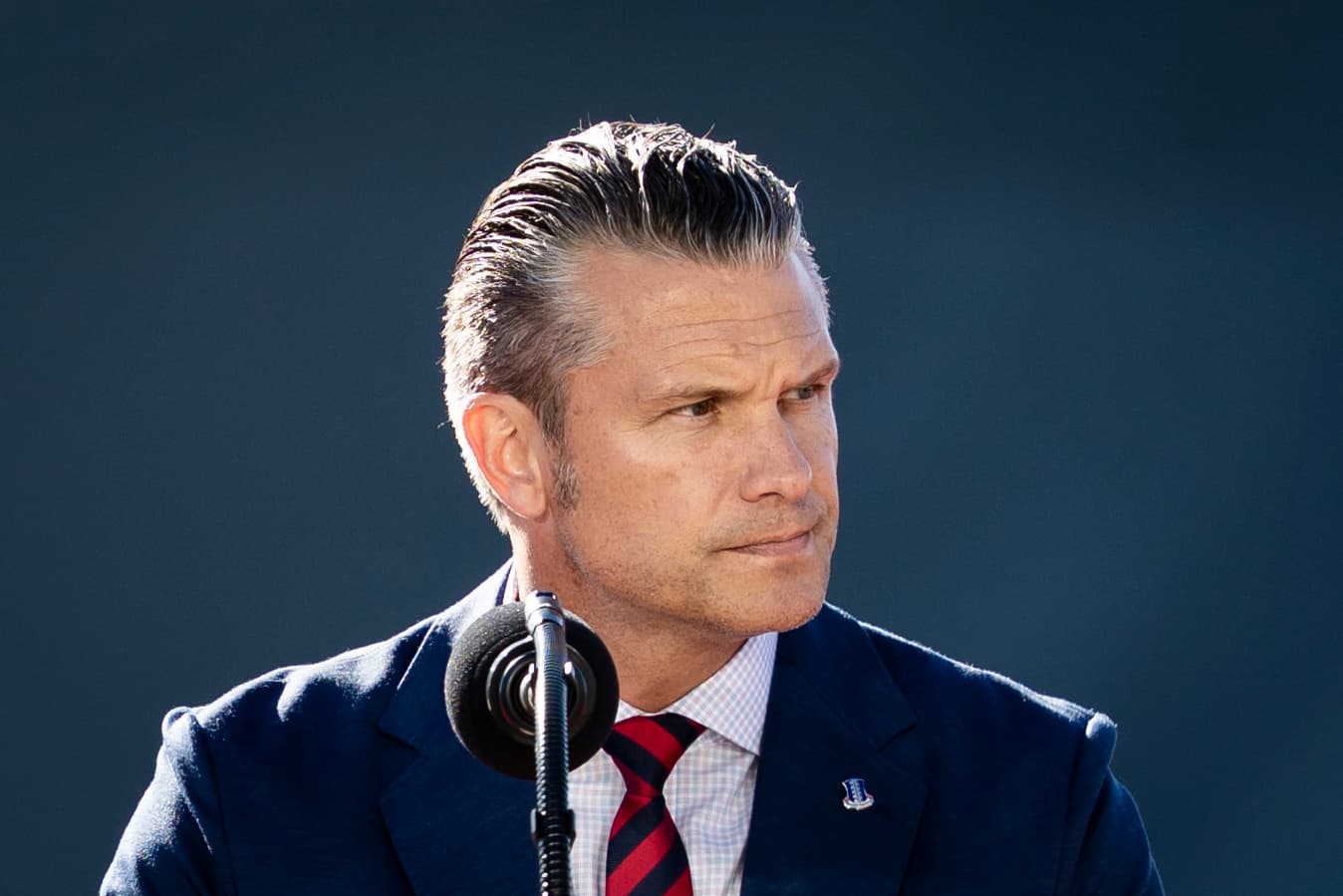 War Secretary Pete Hegseth speaks at Anduril Industries in Sparrows Point, Md., on Oct. 6, 2026. (Madalina Kilroy/The Epoch Times)