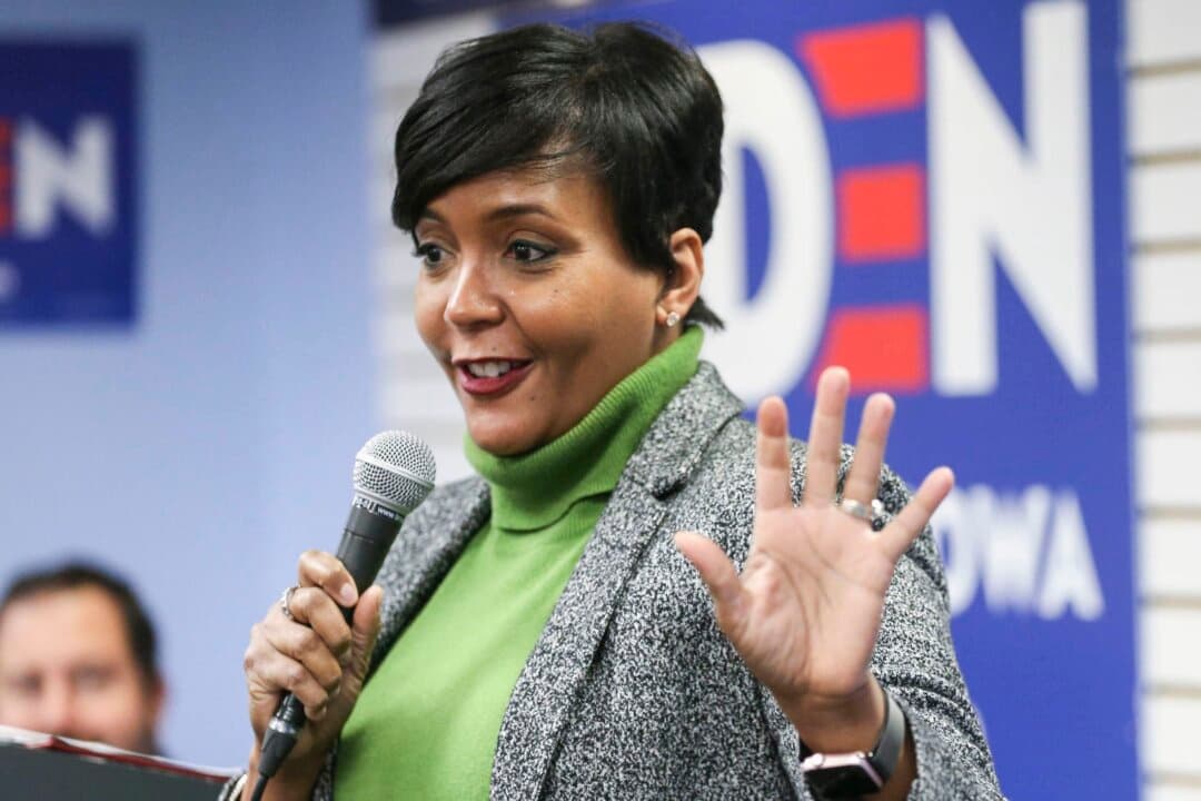 (Left) Then-Atlanta Mayor Keisha Lance Bottoms speaks in Cedar Rapids, Iowa, on Jan. 10, 2020. (Right) Jackson Healthcare CEO and Republican gubernatorial candidate Rick Jackson speaks at an election night watch party in Atlanta on May 19, 2026. (Rebecca F. Miller/The Gazette via AP, File, Elijah Nouvelage/Getty Images)
