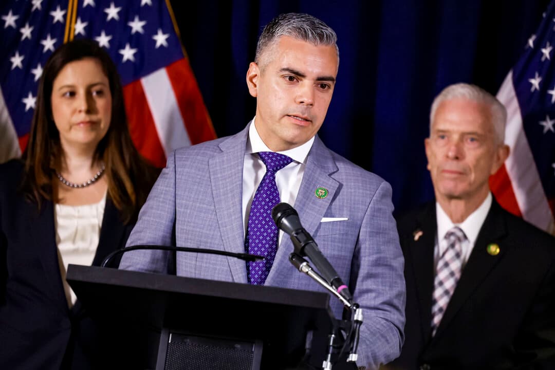 (Top Left) Former Arizona state Rep. Amish Shah (R), Democratic candidate for Arizona’s First Congressional District, speaks in Phoenix on Nov. 4, 2024. (Top Right) Former NFL kicker and CBS sports analyst Jay Feely, Republican candidate for Arizona’s First Congressional District, during an NFL game in Glendale, Ariz., on Dec. 10, 2017. (Bottom) Rep. Juan Ciscomani (R-Ariz.) (C) talks to reporters on Capitol Hill in Washington on Feb. 28, 2023. (Patrick T. Fallon/AFP via Getty Images, Christian Peterson/Getty Images, Chip Somodevilla/Getty Images)