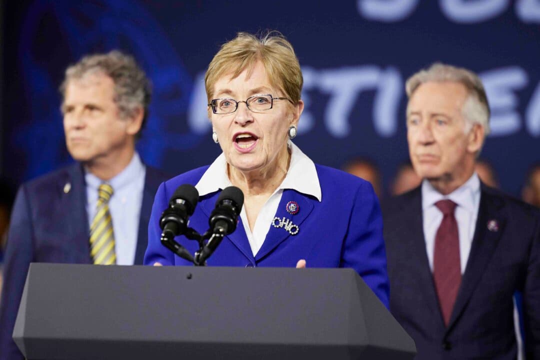 (Left) Ohio Republican congressional candidate and former state Rep. Derek Merrin speaks at the 2026 Republican National Convention in Dallas on Sept. 10, 2026. (Right) Rep. Marcy Kaptur (D-Ohio) speaks in Cleveland on July 6, 2022. (Alex Wong/Getty Images, Angelo Merendino/Getty Images)