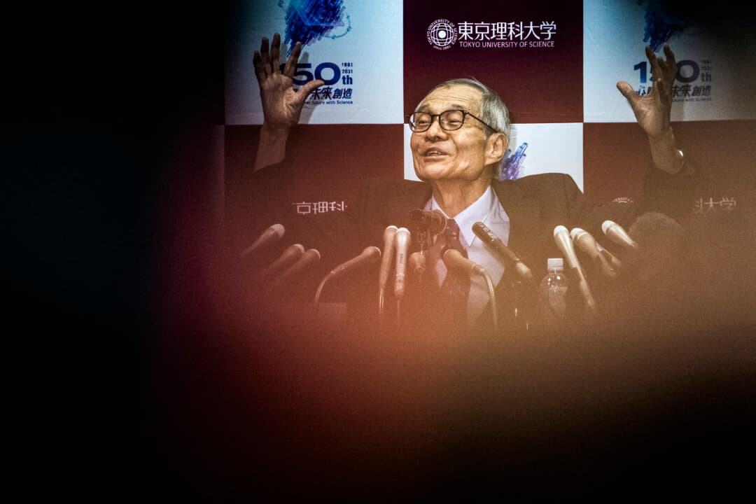 Japanese Nobel laureate Kenso Soai attends a press conference after winning the Nobel Prize in Chemistry at the Tokyo University of Science on Oct. 7, 2026. Soai and France’s Henri Kagan won for their discovery of how to manipulate the forms of key molecules, a crucial breakthrough for drug manufacturing. (Andrew Caballero-Reynolds/AFP via Getty Images)