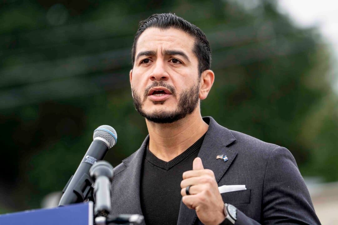 (Left) Michigan Democratic Senate candidate Abdul El-Sayed speaks during a press conference in Detroit on Sept. 22, 2026. (Right) Former U.S. Rep. and current Michigan Republican Senate candidate Mike Rogers talks to reporters in Detroit on Sept. 9, 2026. (Sarah Rice/Getty Images, Jeff Kowalsky/AFP via Getty Images)
