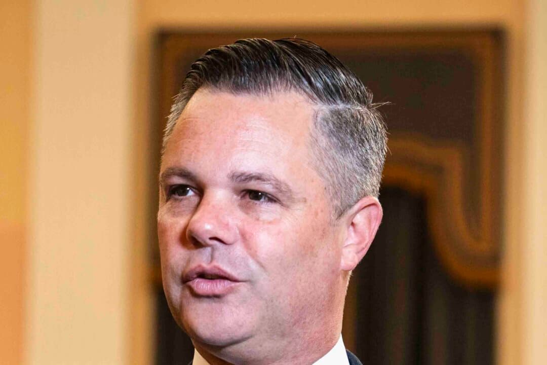 (Left) Republican Rep. Zach Nunn (R-Iowa) speaks to reporters after a hearing on Capitol Hill in Washington on May 15, 2025. (Right) Democratic Iowa state Sen. Sarah Trone Garriott, in an official portrait from 2023. (Madalina Vasiliu/The Epoch Times/Iowa General Assembly)
