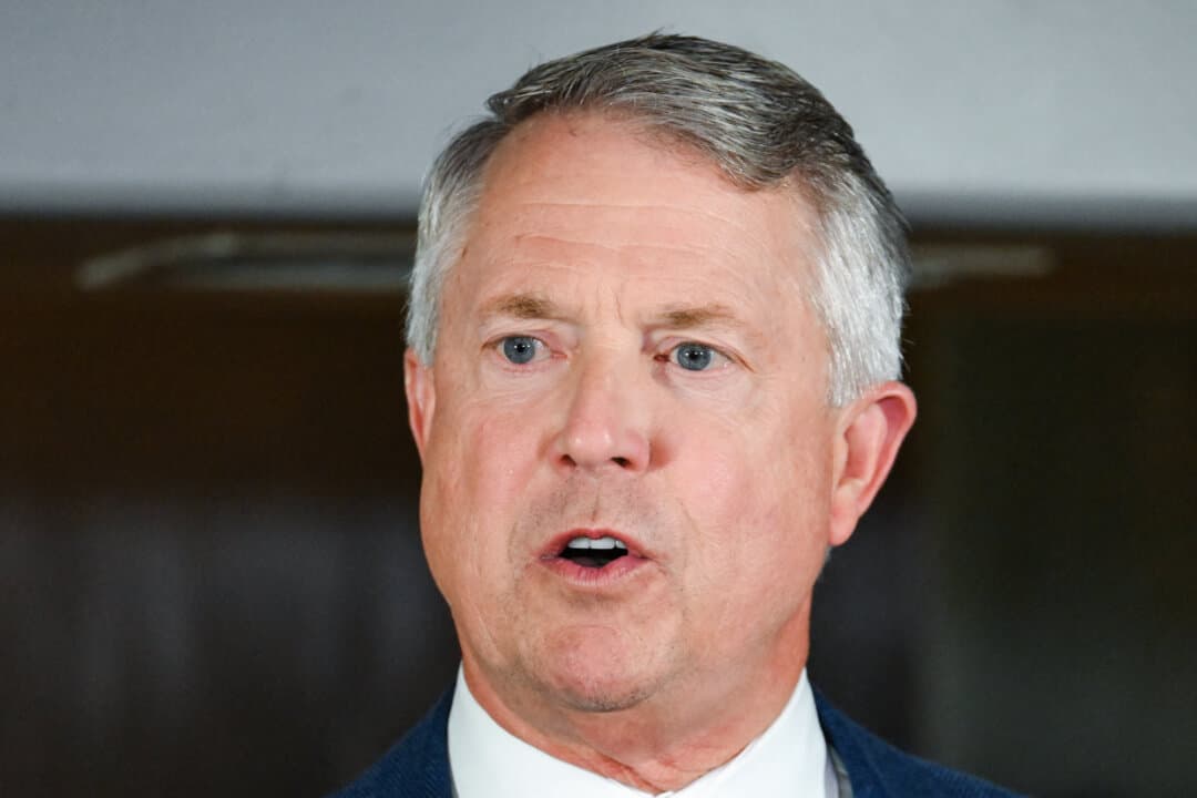 (Left) Sen. Roger Marshall (R-Kan.) speaks during a “Trump Accounts Tour” event in Westlake Village, Calif., on May 29, 2026. (Right) Democratic Senate candidate Adam Hamilton in Olathe, Kan., on Aug. 12, 2026. (Patrick T. Fallon / AFP via Getty Images, Colin E. Braley/AP Photo)