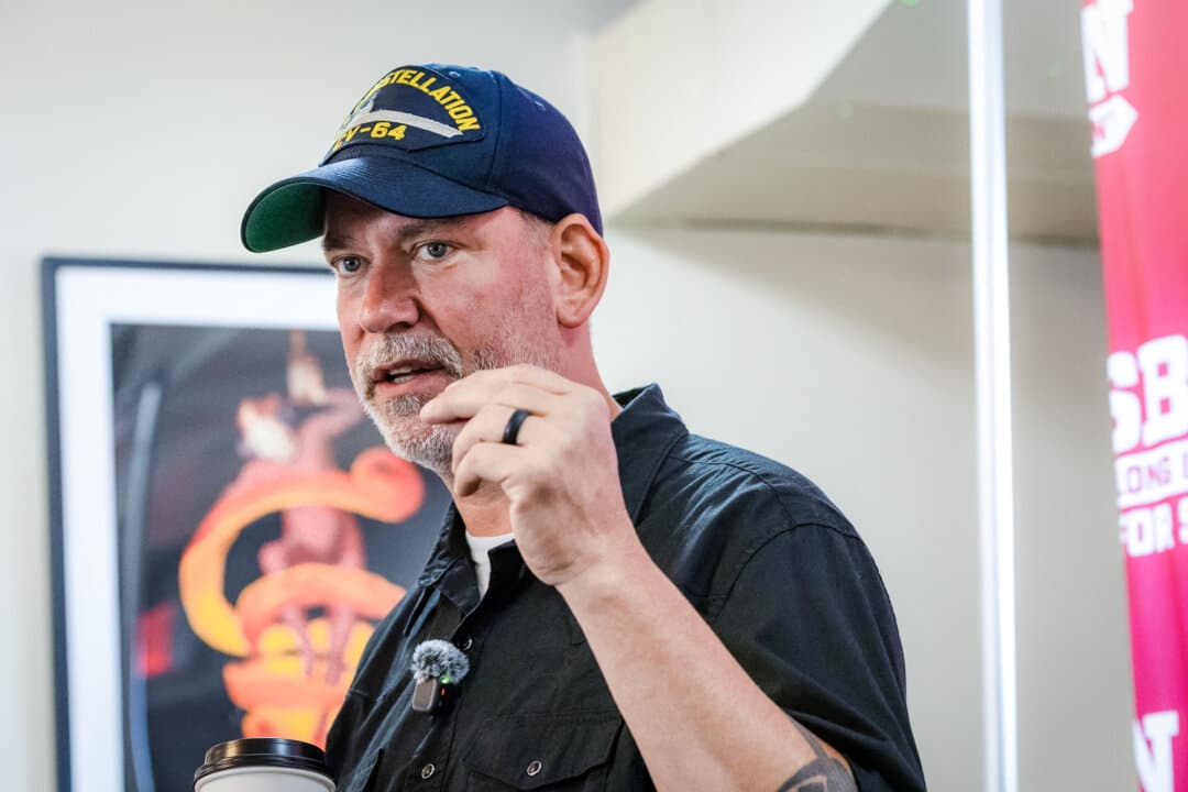 (Left) Sen. Pete Ricketts (R-Neb.) attends a news conference at the U.S. Capitol on Oct. 31, 2023. (Right) Dan Osborn, an independent candidate to represent Nebraska in the U.S. Senate, holds a town hall meeting in Arapahoe, Neb., on Sept. 3, 2026. (Kevin Dietsch/Getty Images, Austin Johnson/AFP via Getty Images)