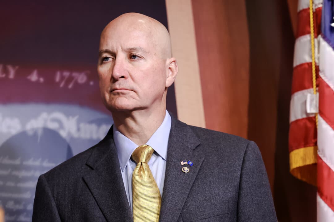 (Left) Sen. Pete Ricketts (R-Neb.) attends a news conference at the U.S. Capitol on Oct. 31, 2023. (Right) Dan Osborn, an independent candidate to represent Nebraska in the U.S. Senate, holds a town hall meeting in Arapahoe, Neb., on Sept. 3, 2026. (Kevin Dietsch/Getty Images, Austin Johnson/AFP via Getty Images)