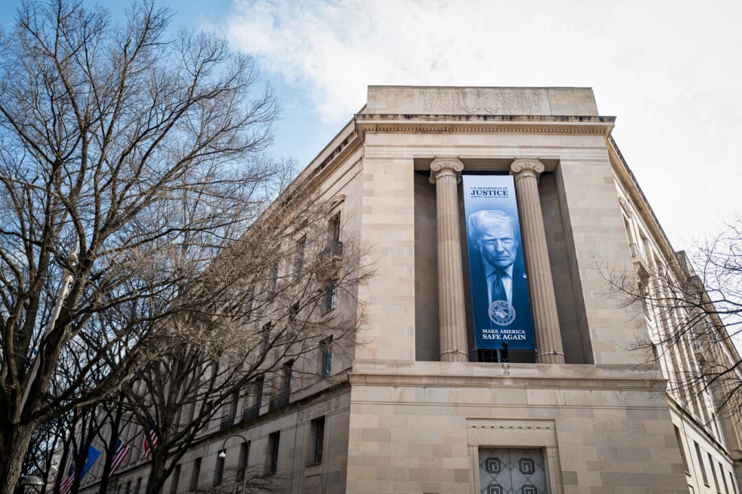 The Department of Justice in Washington on March 11, 2026. (Madalina Kilroy/The Epoch Times)