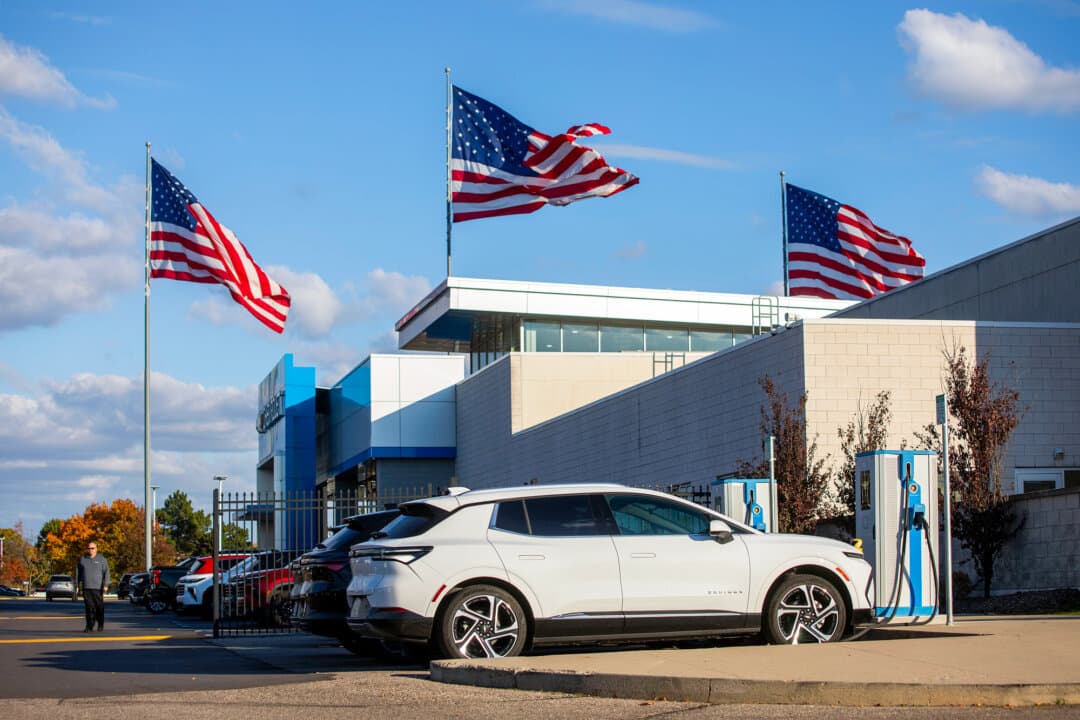 Chevrolet Equinox EVs displayed for sale at a Chevrolet dealership in Southfield, Mich., on Oct. 29, 2025. (Bill Pugliano/Getty Images)