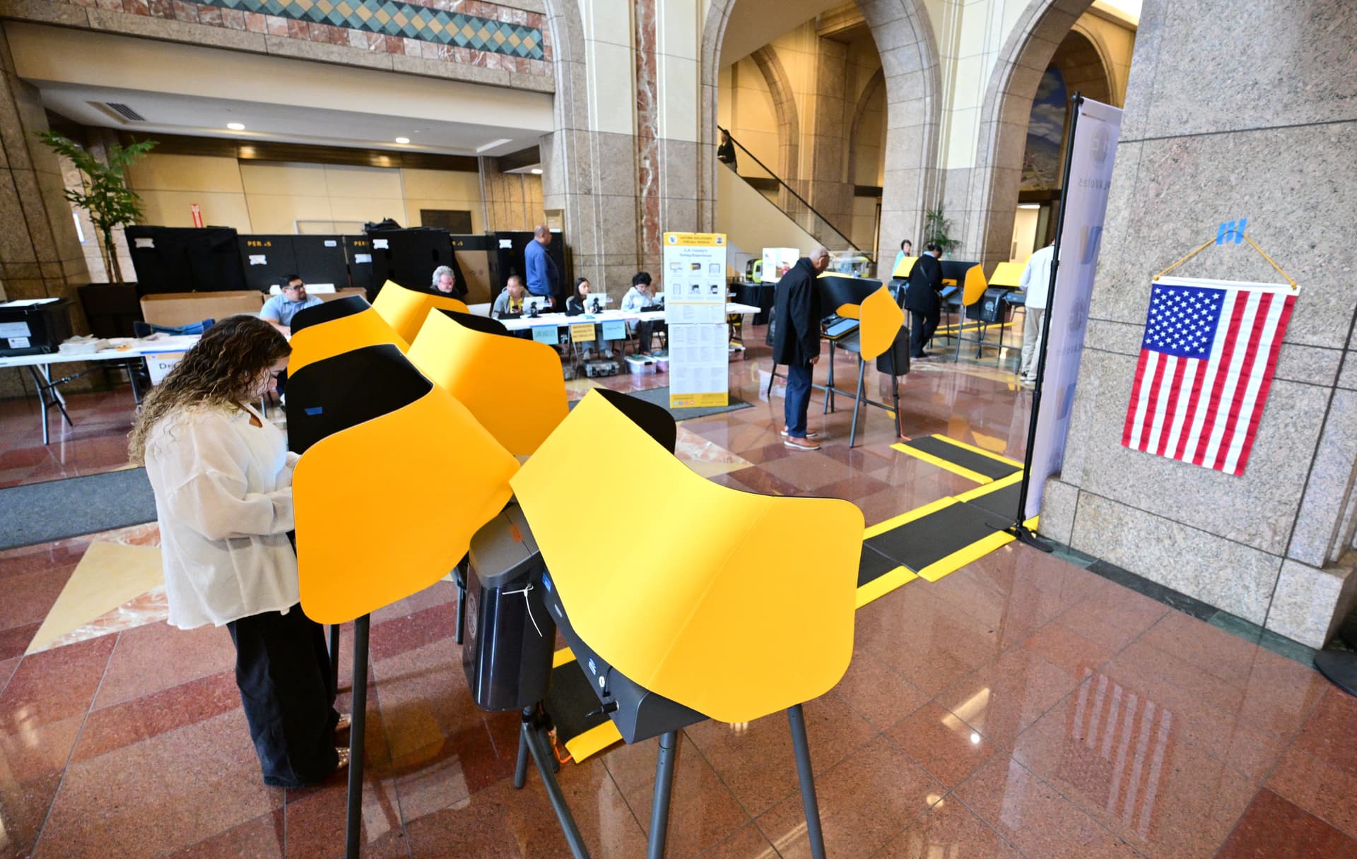People vote at a polling location at the Metro Headquarters Building during California's state primary election in Los Angeles on June 2, 2026. (Frederic J. Brown/AFP via Getty Images)
