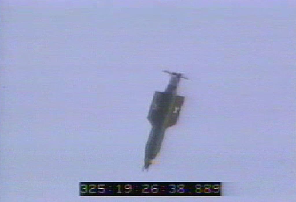 A Massive Ordnance Air Blast bomb is launched at Eglin Air Force Base, Fla., on Nov. 21, 2003. (USAF via Getty Images)