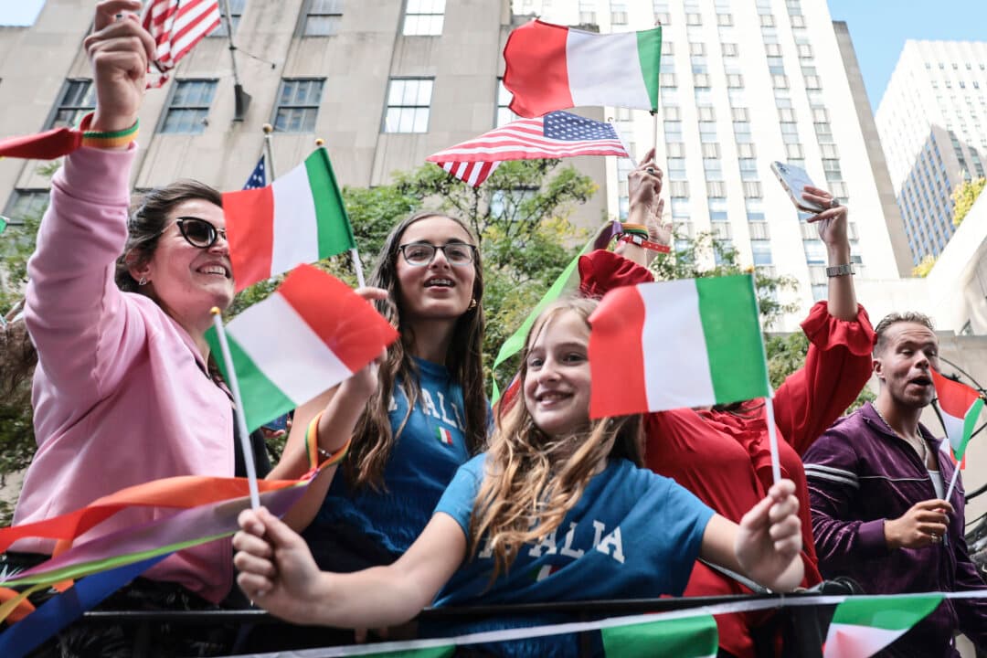 People participate in the Columbus Day Parade along Fifth Avenue in New York City on Oct. 12, 2026. (Michael M. Santiago/Getty Images)
