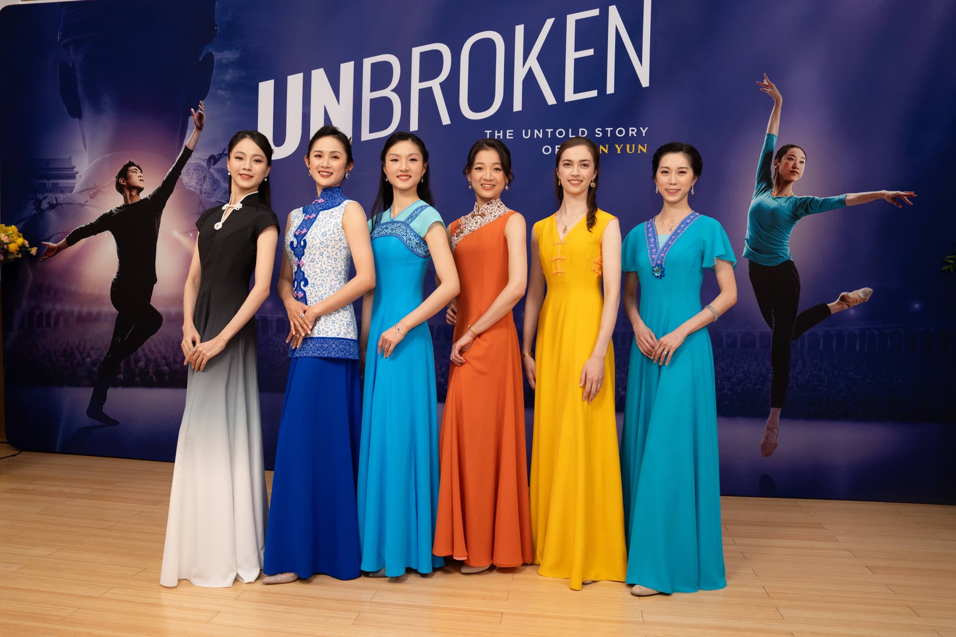 Shen Yun dancers at the screening of “Unbroken” at Dragon Springs, home of Shen Yun Performing Arts, in Cuddebackville, N.Y., on Oct. 17, 2026. (Samira Bouaou/The Epoch Times)