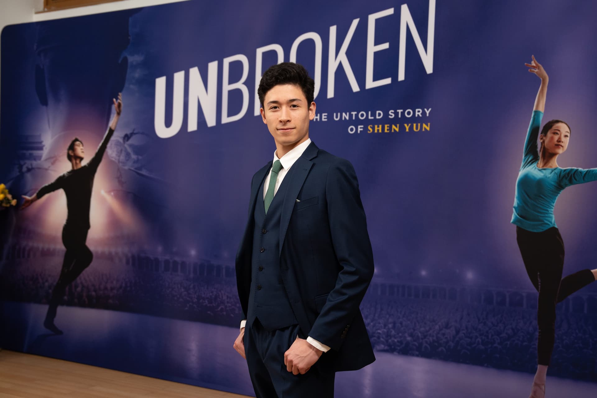 College student and Shen Yun performer Lucas Browde at the screening of “Unbroken” at Dragon Springs, home of Shen Yun Performing Arts, in Cuddebackville, N.Y., on Oct. 17, 2026. (Samira Bouaou/The Epoch Times)