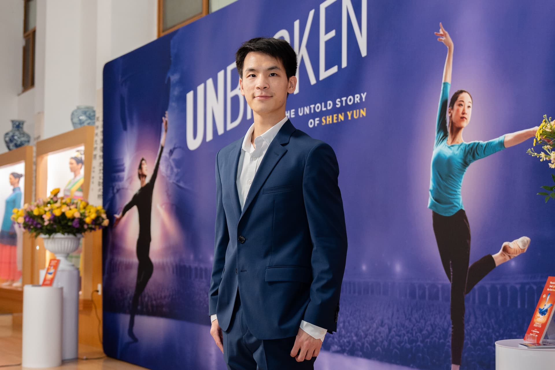Dancer Hubert Qu at the screening of “Unbroken” at Dragon Springs, home of Shen Yun Performing Arts, in Cuddebackville, N.Y., on Oct. 17, 2026. (Samira Bouaou/The Epoch Times)