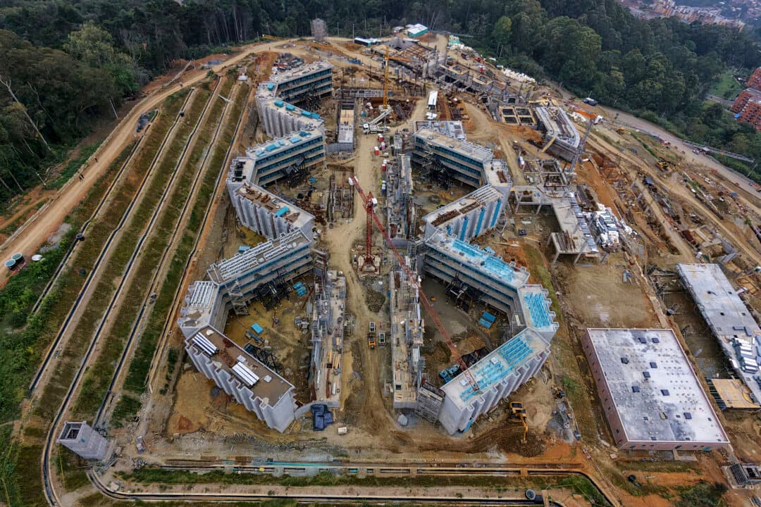 The construction site of the Carcel Metropolitana para Sindicados, a metropolitan mega-jail, in the San Cristobal district of Medellin, Colombia, on Oct. 19, 2026. (Jaime Saldarriaga/AFP via Getty Images)