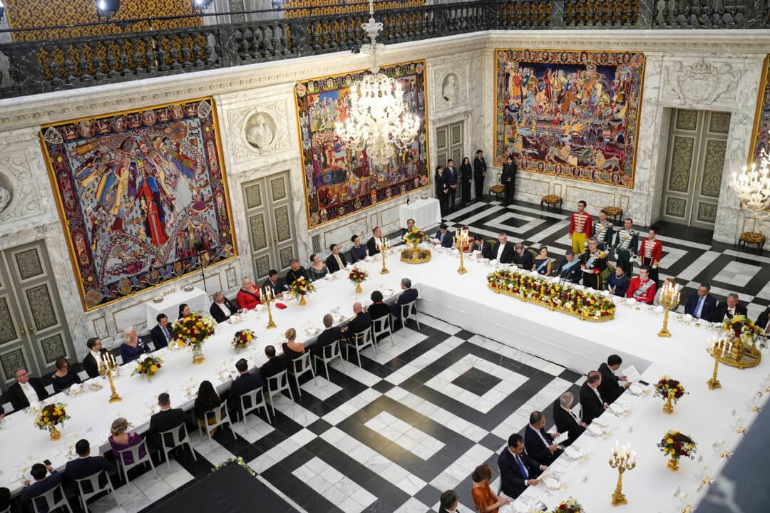 A state banquet is held at Christiansborg Palace during the state visit of Vietnamese President To Lam to Copenhagen, Denmark, on Oct. 19, 2026. (Martin Sylvest Andersen/Getty Images)