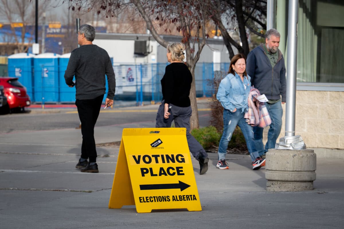 A polling station for Alberta's referendum in Calgary on Oct. 19, 2026. (Carlos Herrera for The Epoch Times)
