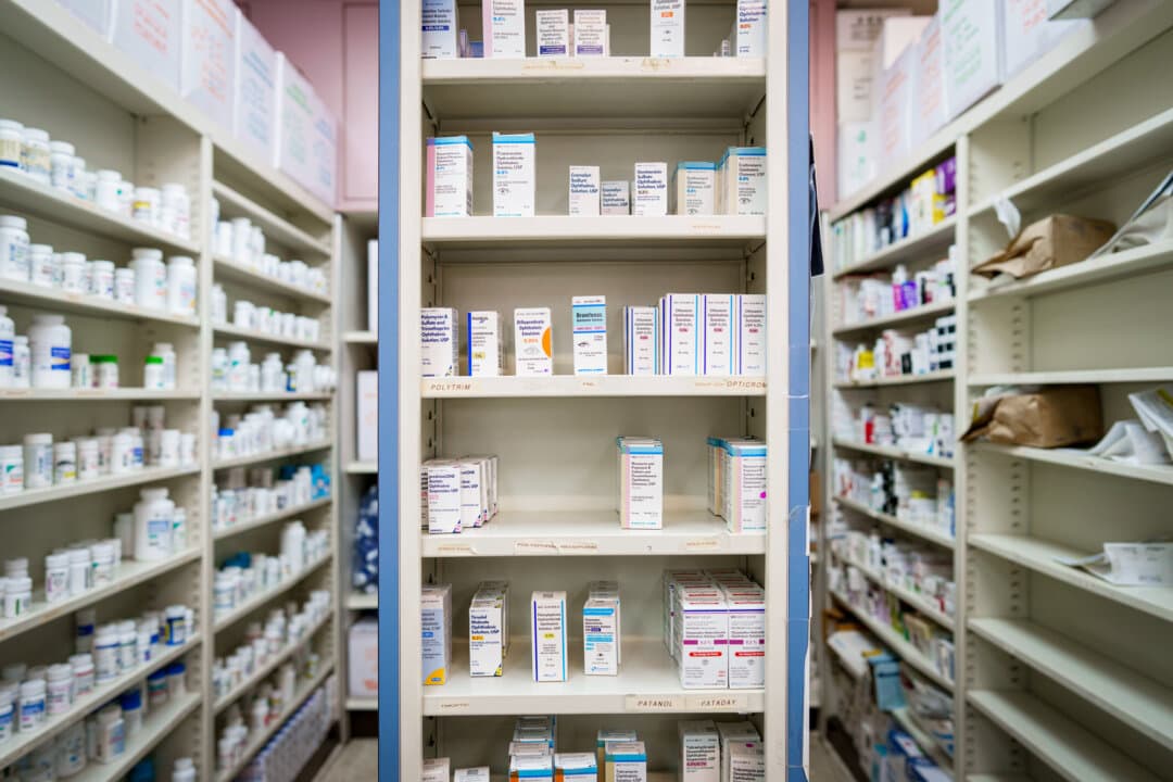 Medications are stored at a pharmacy in Los Angeles on May 12, 2025. The 340B Drug Pricing Program allows certain healthcare providers to buy prescription drugs at a steep discount and sell them to patients at retail prices, keeping the difference to supplement their income. (Eric Thayer/Getty Images)