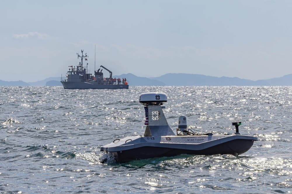 U.S. military personnel conduct an unmanned-systems demonstration at Marine Corps Air Station Iwakuni, Japan, during Exercise Keen Sword 27 in October 2026. (Courtesy of the U.S. Marine Corps)