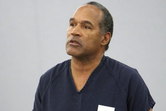 A photo of O.J. Simpson at his sentencing at the Clark County Regional Justice Center courtroom in Las Vegas on Dec. 5, 2008. (AP Photo/Isaac Brekken, Pool, File)